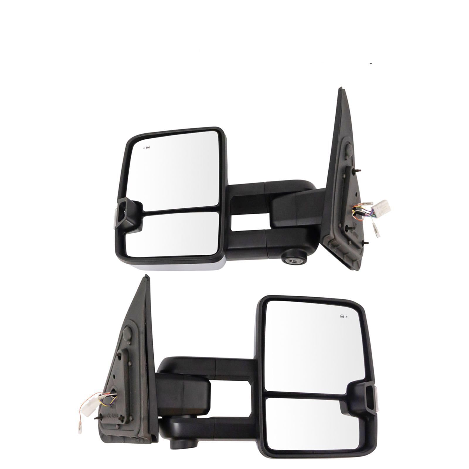 2pcs Left & Right Side Chrome Power Exterior Door Rear View Mirror Tow Mirror Upgrade Heat Turn Memory Bsm Puddle Plastic for Toyota for Sequoia 2012-2017 for Tundra 2014-2021 2 Piece