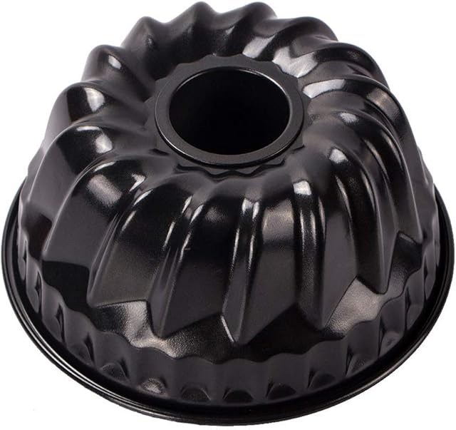 webake Mini Ring Cake Tin 7 Inch Fluted Savarin Mould 18 CM Round Non-Stick Kugelhopf Pan for Baking Cake Bread, Black