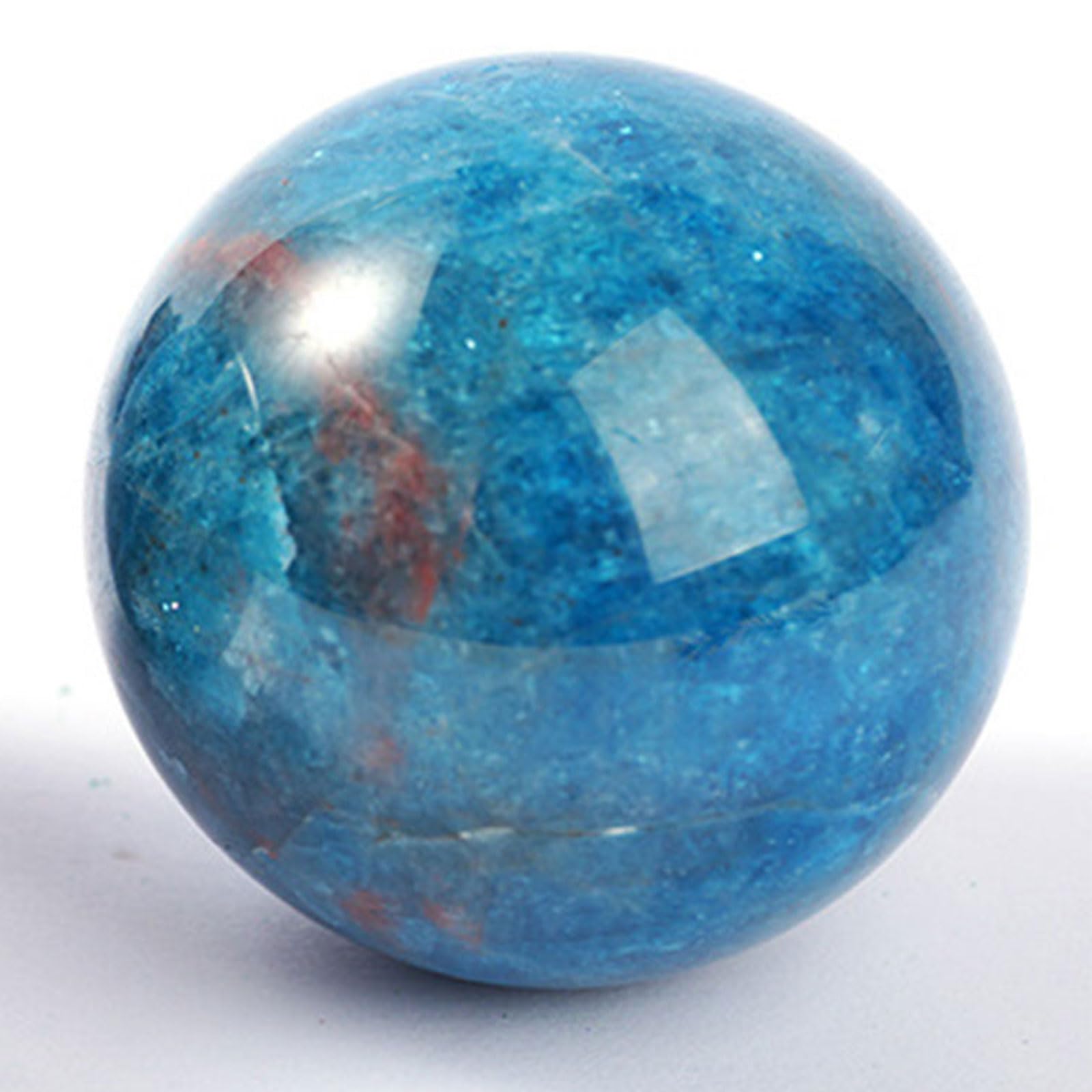 DECORN Natural Healing Crystal Sphere Ball Gemstone Sphere 1.57-1.97 Inchs Decorative Ball with Display Stand for Feng Shui Chakra Aura Home Office Living Room Decor,Blue Apatite