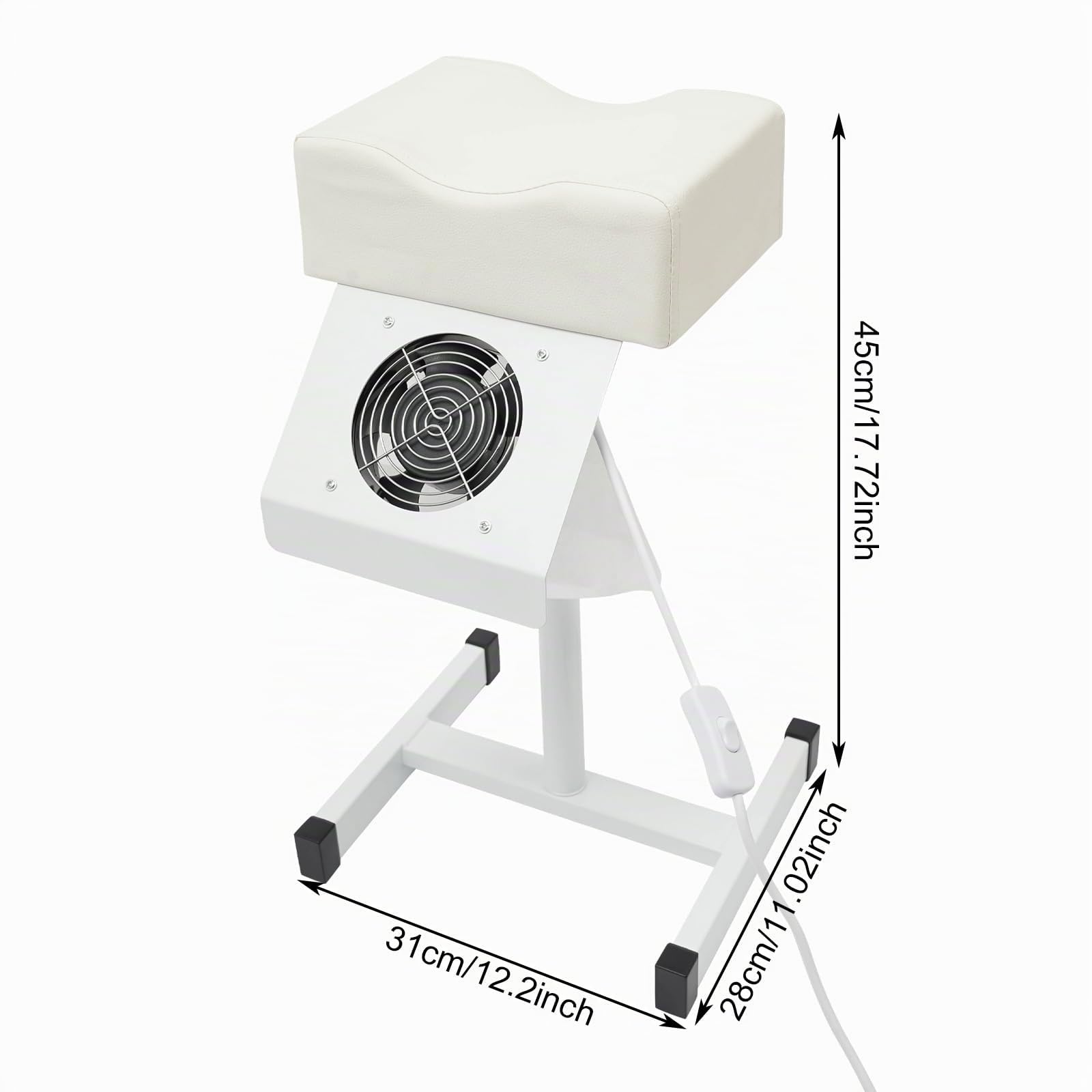 Sedia mobile per pedicure con aspirazione, poggiapiedi regolabile in altezza, poggiapiedi per manicure, 31 x 28 x 45 cm (bianco)