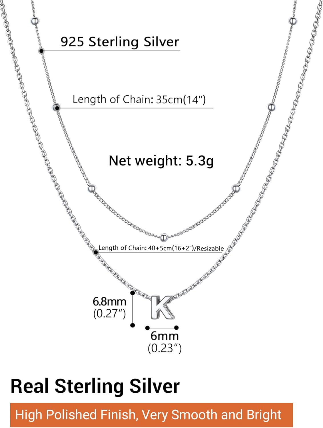 PROSILVER S925 Sterling Silver Necklace for Women Layered Initial Pendant Necklaces Women's Dainty Silver Chain Trendy Charm Necklace Letter A-Z - Image 4