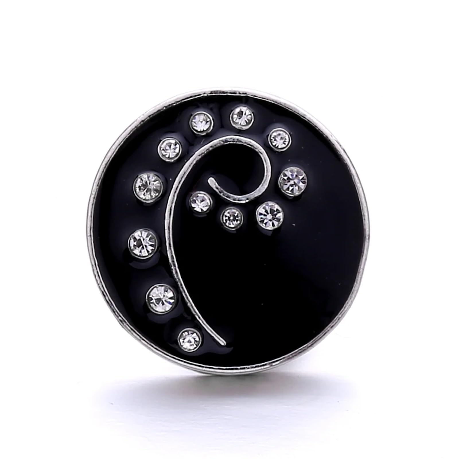Bottoni automatici in metallo, bottoni per jeans, Bottoni 5 pz/lotto Gufo di Cristallo Nero Strass 40 Stile a pressione Gioielli a Misura 18mm Snap Collana Del Braccialetto(DHH BK)