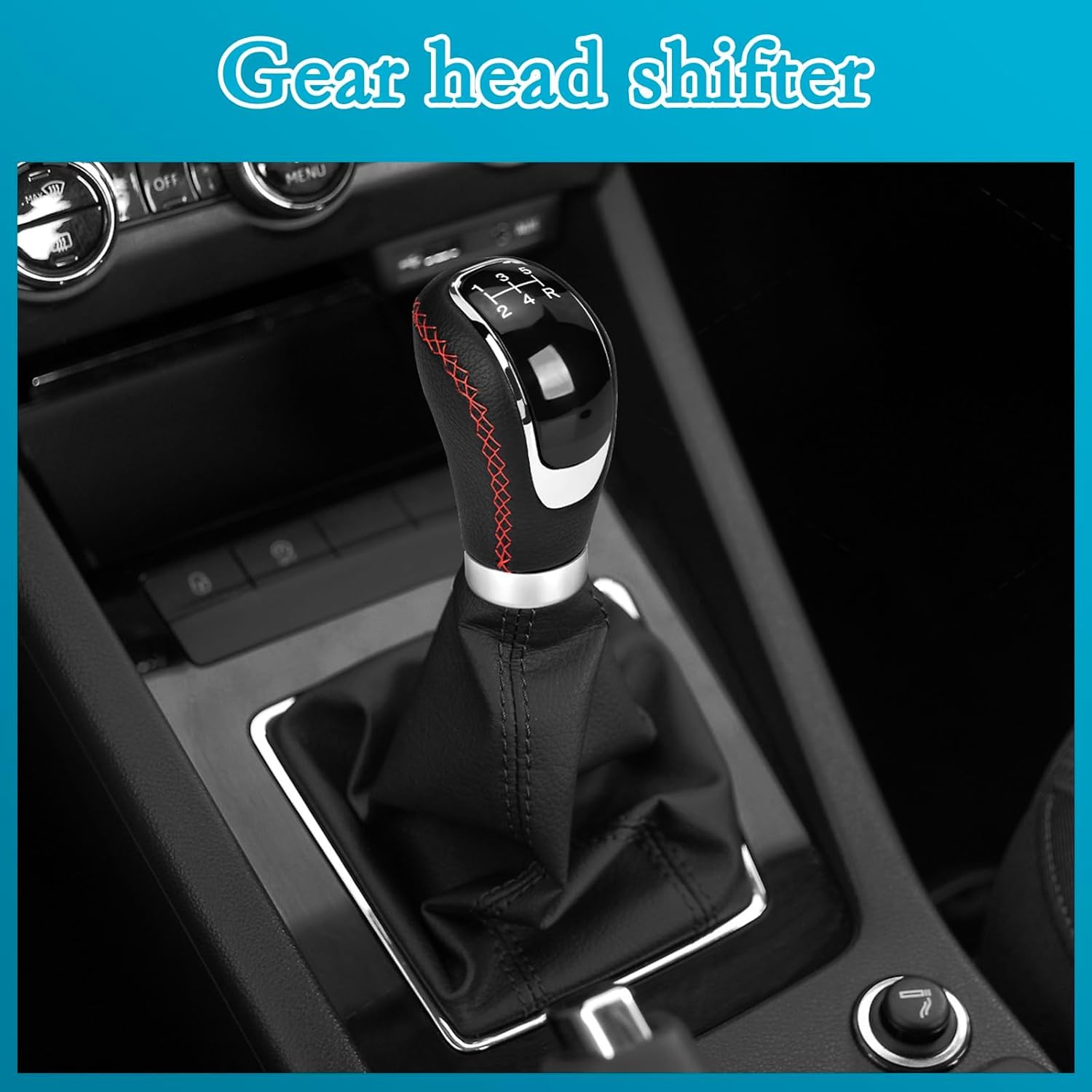 Schaltknauf 5 Gang Universal - PU Leder Knauf Mit 4 Adaptern