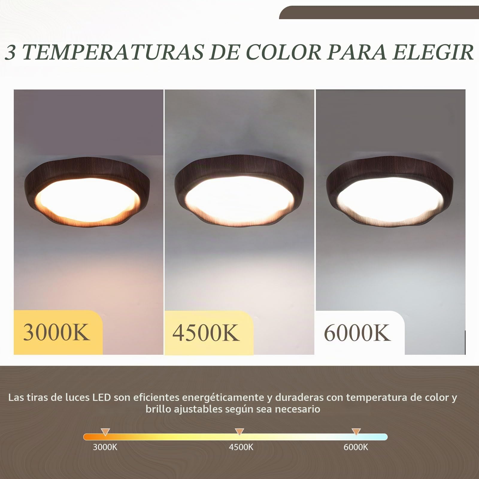 Plafon Led Techo Moderna,Plafones para Techo Led con ImpresióN de Vetas de Madera Redondas,Lamparas de Techo Salon de Dimmble con Mando a Distancia,⌀42Cm Comedor Plafon Lampara,48W,Nuez.
