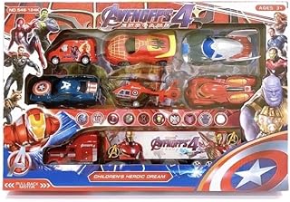 مجموعة سيارات مع شاحنة حاوية للأطفال من Next Store مع 6 سيارات سحب رجوع – مجموعة لعب سيارات