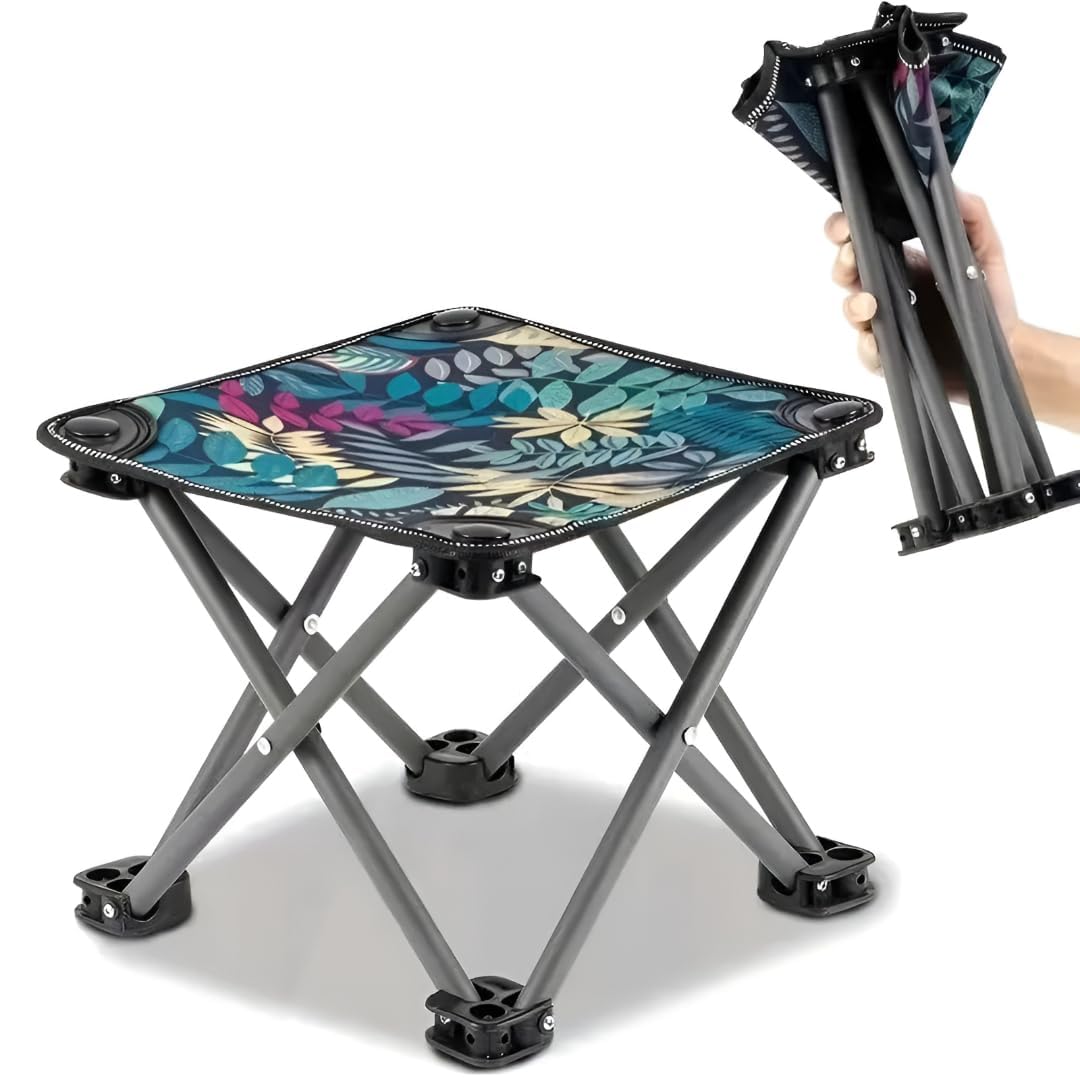 Foldable Camping Stool - Portable Outdoor Chair Canvas & Steel Frame | Holds 120kg | Compact 12x12 Size | Ideal for Fishing, Hiking, Beach & Picnic-image-7