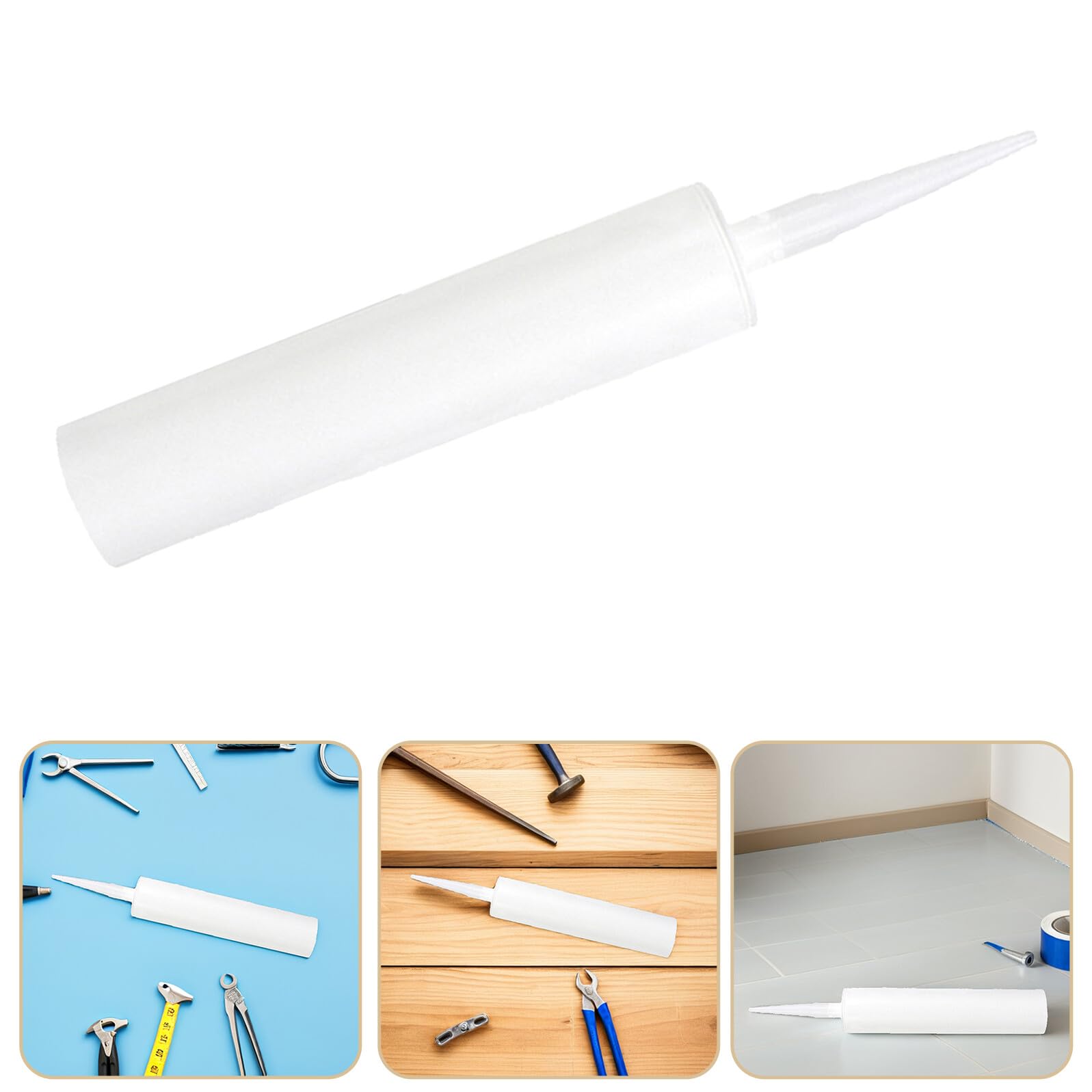 Tube de Mastic Vide Réutilisable 300ml, Lot de 9 Pièces | Plastique Blanc, pour Jointoiement Carrelage et Époxy, Dosage Facile, Usage Solide