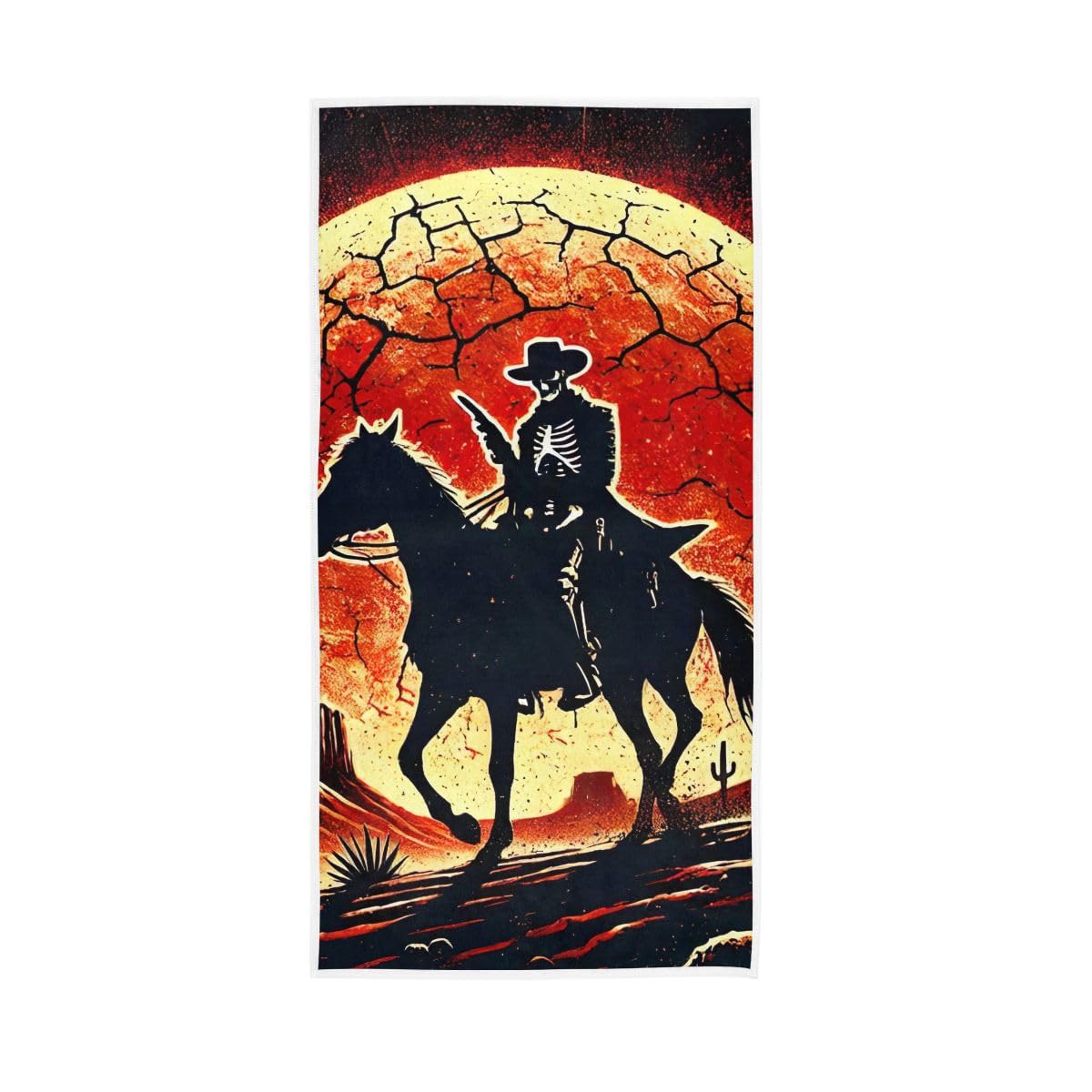 LSRCPD Halloween Skeleton Cowboy Hand Towel, Multipurpose Spa Towels for Hand, Face, Hair, Bath 15 x 30 Inches