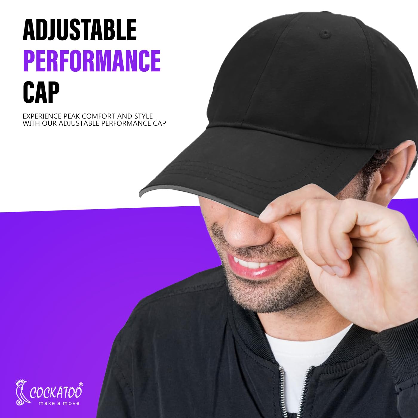 Cockatoo Head Caps for Men, Stylish Cap with Adjustable Strap with Airholes, Polycotton Material