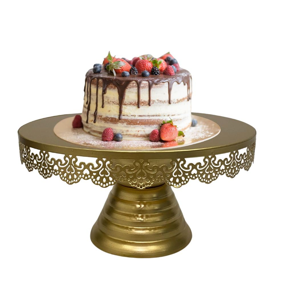 Premium Metal Gold Cake Stand Elegant Centerpiece for Cakes, Cupcakes, and Desserts Display Stand for Weddings, Parties, and Special Occasions Pedestal (Small)