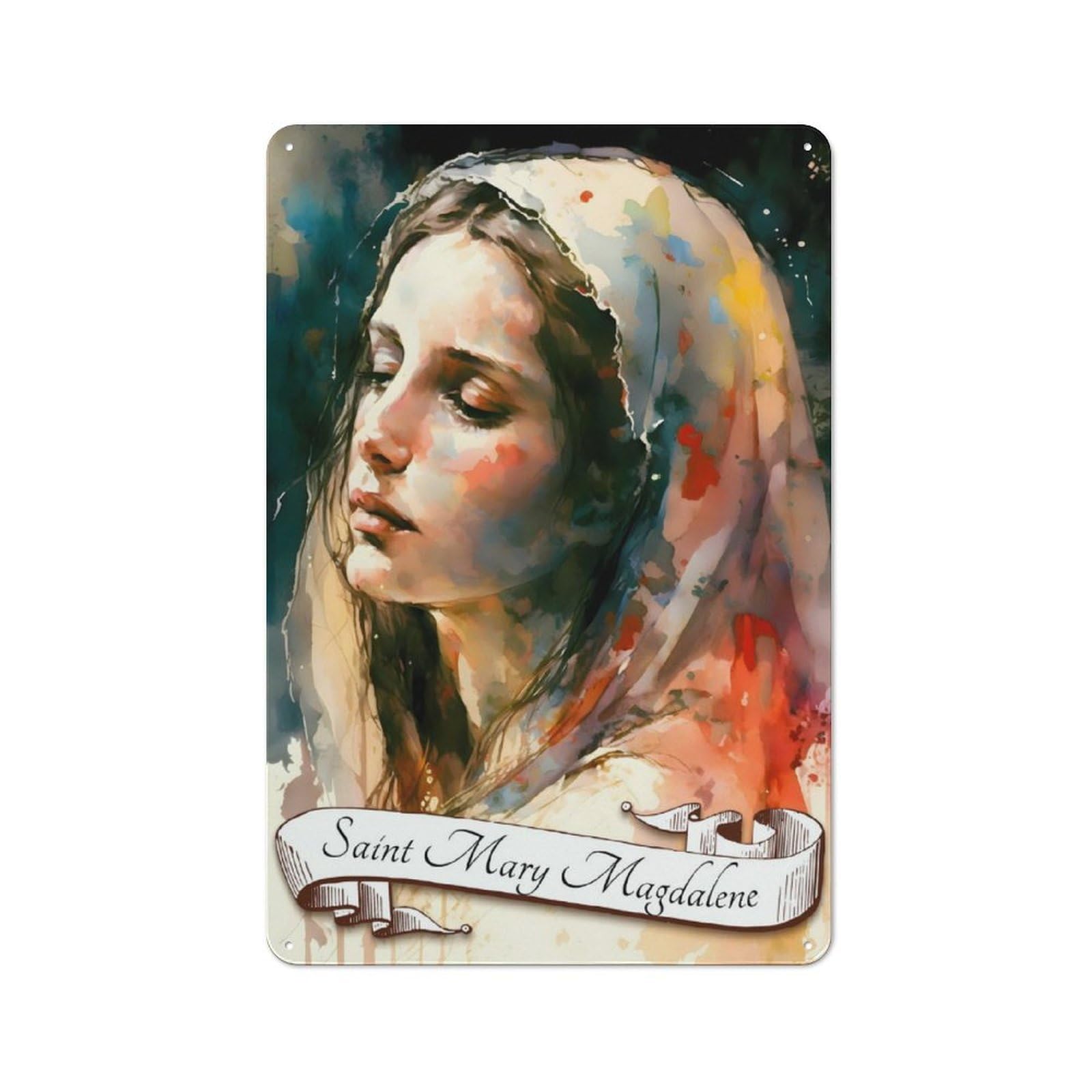 Junmoney Saint Mary Magdalene Vintage Tin Sign 30X20cm With For Guest Room Or Hallway, Suited To Wall Displays In Guest Rooms And Hallways