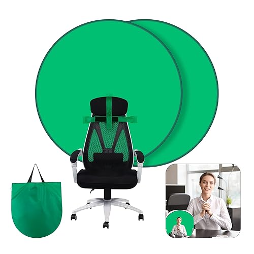 Green Screen Backdrop,Portable Green Screen Chair,56 in Greenscreen Backdrop with Stand,Collapsible Chair Green Screen,Screenscreen Background for Zoom Streaming Gaming Photo Video Chats & Meeting - 56 IN