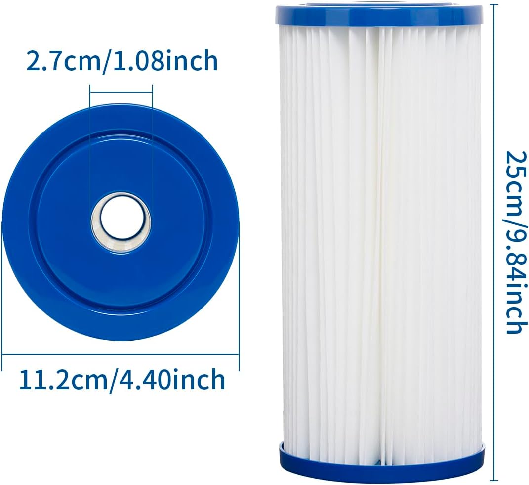 10" x 4.5" Whole House Sediment Pleated Water Filter Cartridge Replacement for GE FXHSC, for Culligan R50-BBSA,for DuPont WFHDC3001, R50-BB,W50PEHD, GXWH40L,Pack of 2
