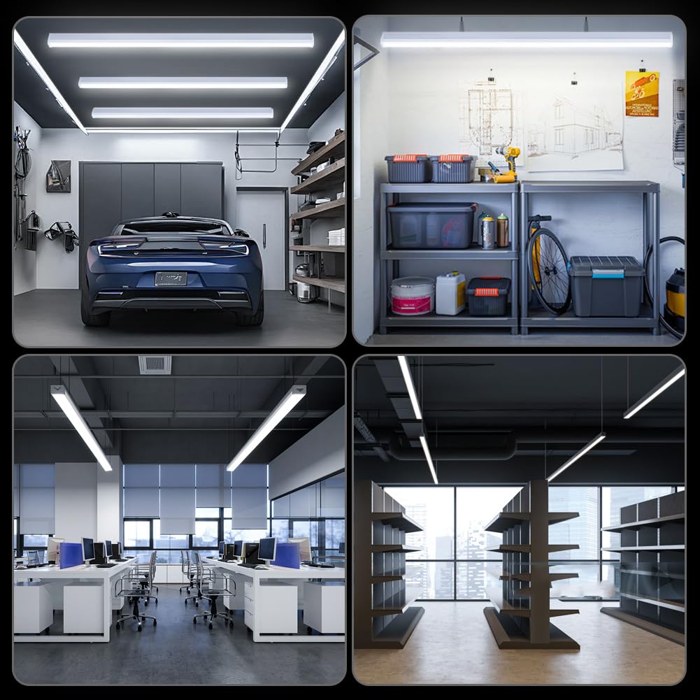 36W Fluorescente LED 120 cm, Tubo LED Garaje, Barra LED，Lámpara de Techo 3996LM 6500K, IP65 Impermeable, Enlazable, para Garaje, Taller, Almacén, Oficina - Paquete de 10