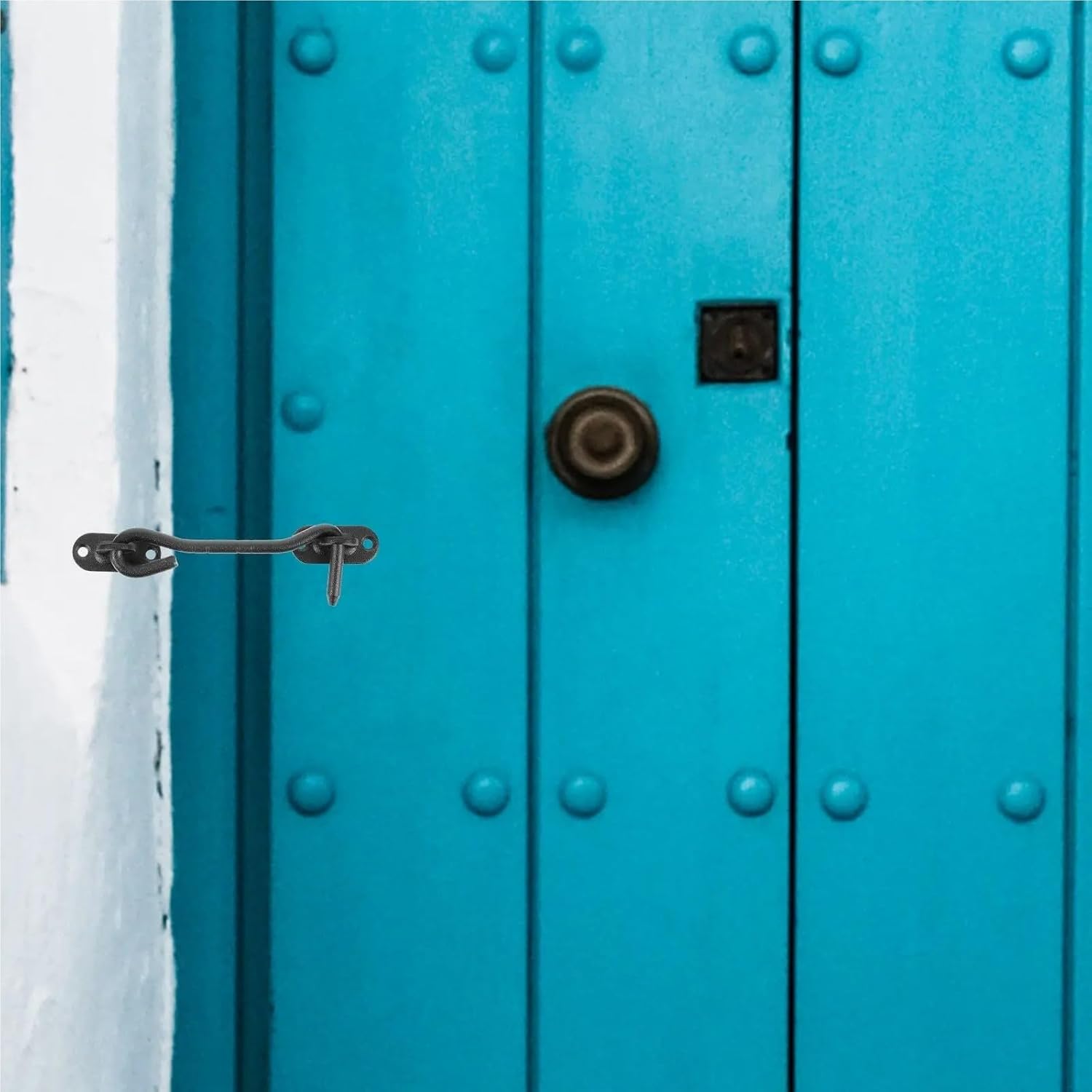 Durability 8Pcs Black Stainless Steel Windproof Hooks 4 Inch Oval Base Window Latch Door Gate Hook Lock Cabin Hardware Secure Easy