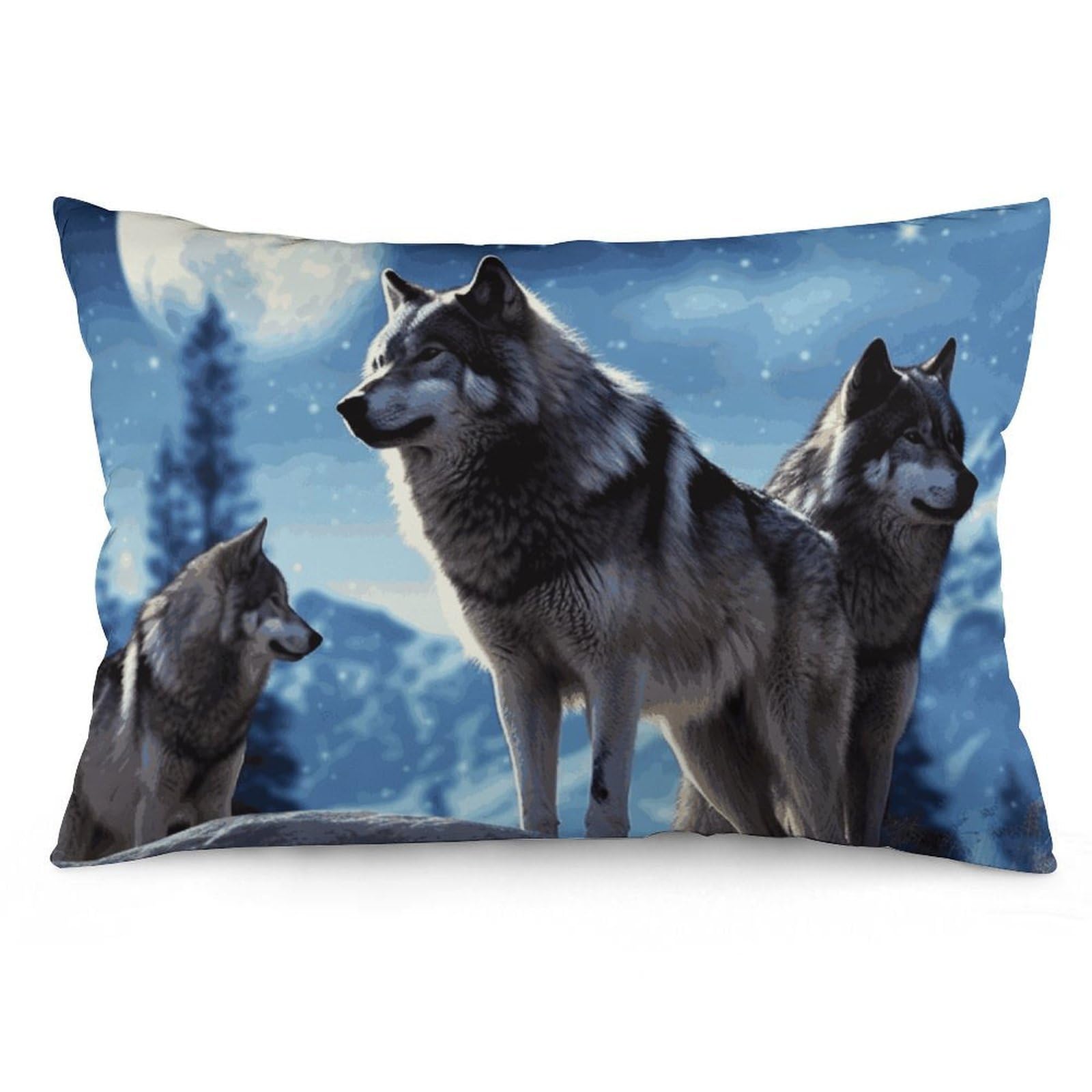 Velvet Pillowcases Standard Size 12 "x20, Ultra Soft Breathable Pillow Cases for Bed, Luxury Cozy Fuzzy Pillow Shams, Lumbar Pillow Cover, Wolfs Cushion Case Home Decor