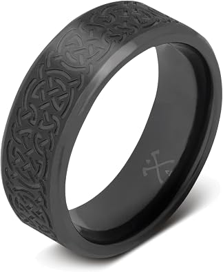 Manly Bands Mens Celtic Wedding Bands and Rings - Unique Celtic Pattern Wedding Band, Stylish Ring for Men, Free Silicone Ring Included