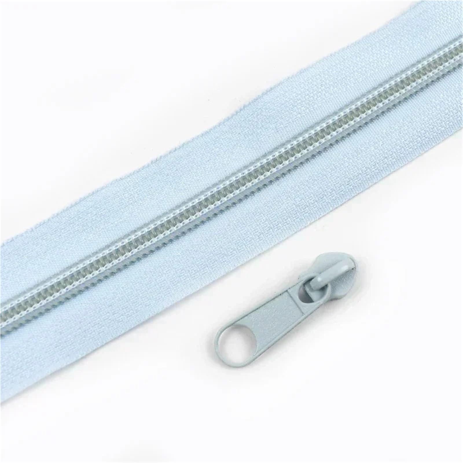 Zips for Sewing 2/5/10/20M 3# 5# Rainbow Nylon Zipper with Slider Bags Garment Decor Zip Closure By The Meter Zips Repair Kit Sewing Accessories Sewing Supplies(LightBlue,2MZips 2PcsSliders,No5)
