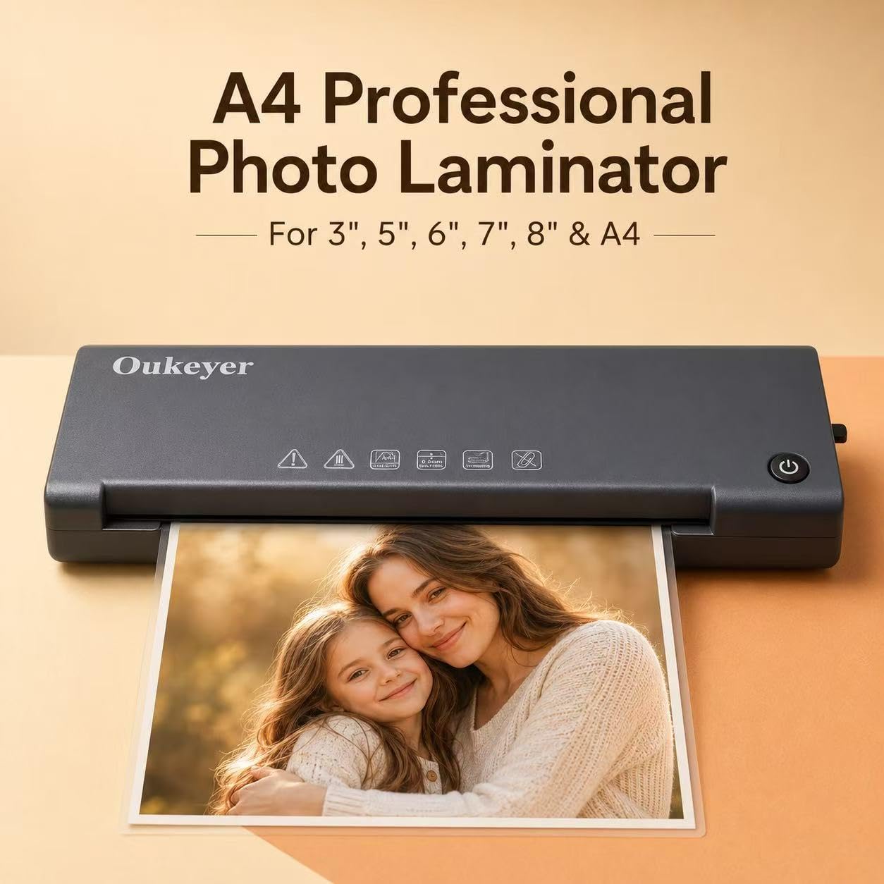 Laminatrice termica A4 con fogli di laminazione, laminatrice ad alta velocità da 400 mm/min, funzionamento one-touch, design anti-inceppamento, a basso rumore, per casa, scuola, ufficio, foto