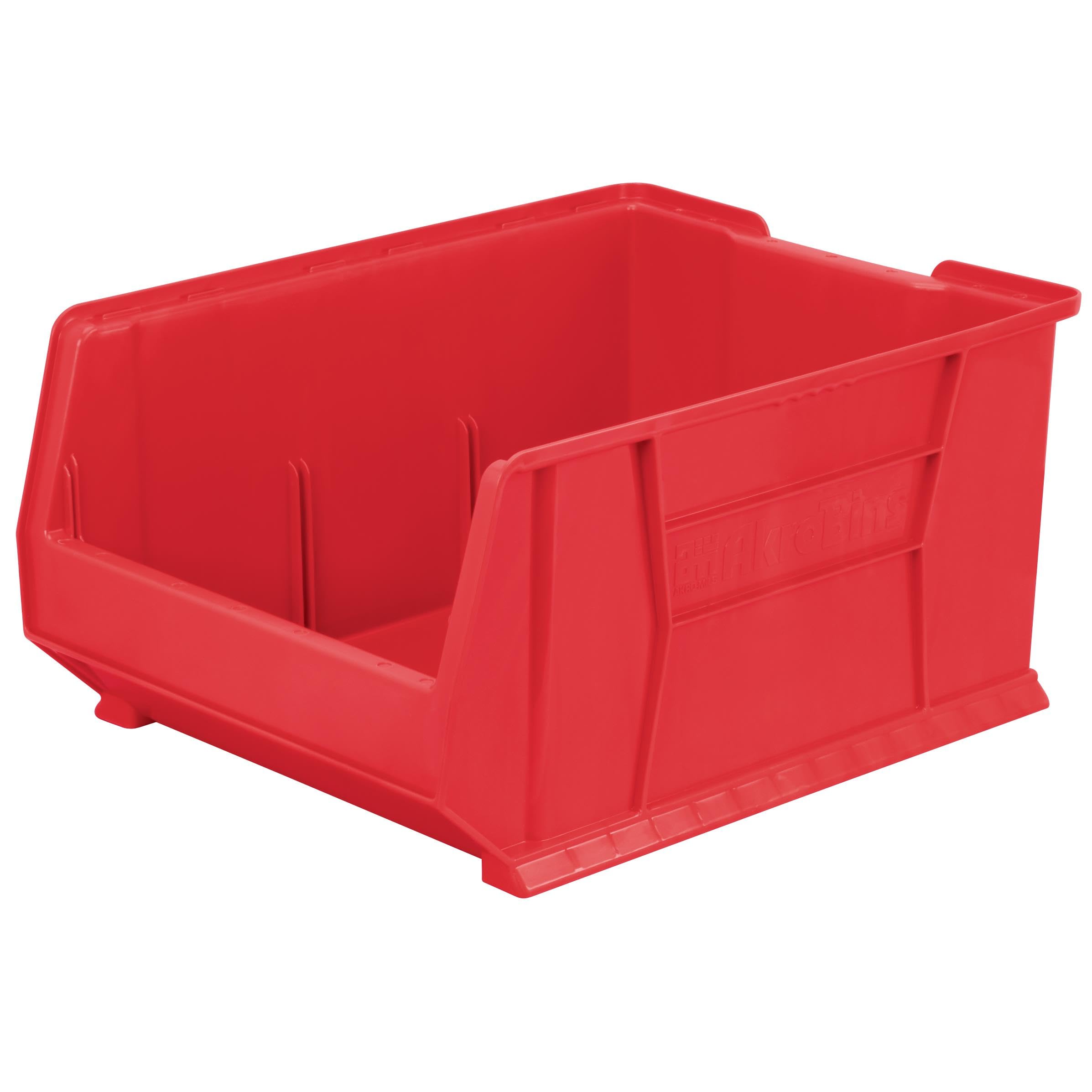 Akro-Mils 30289 Super-Size AkroBins Plastic Storage Bins, Space-Saving Stackable Bins for Garage, Classroom, Warehouse Organization, 24-Inch L x 18-Inch W x 12-Inch H, Red, 1-Pack
