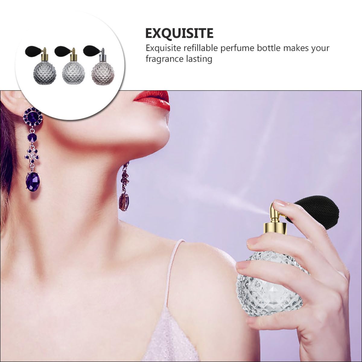 NOLITOY Flacone di Profumo 3 Pezzi 100 Ml Vetro Trasparente Ricaricabile Spray per Profumo per Bagno e Toeletta Colore Casuale