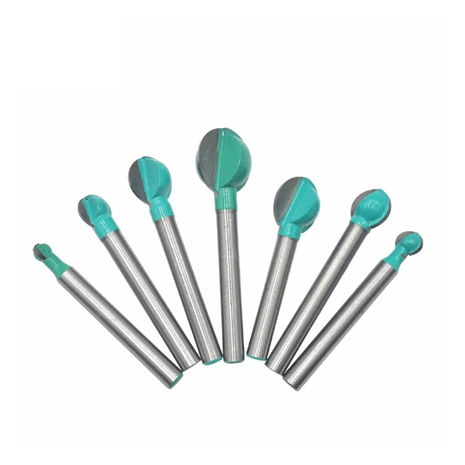 Keebi Onecolor 7Pcs Ball End Grooving Router Bits, 6Mm Shank Wood Carving Ball Nose Round Carving Bit Cove Milling Bit Tungsten Carbide Router Bit