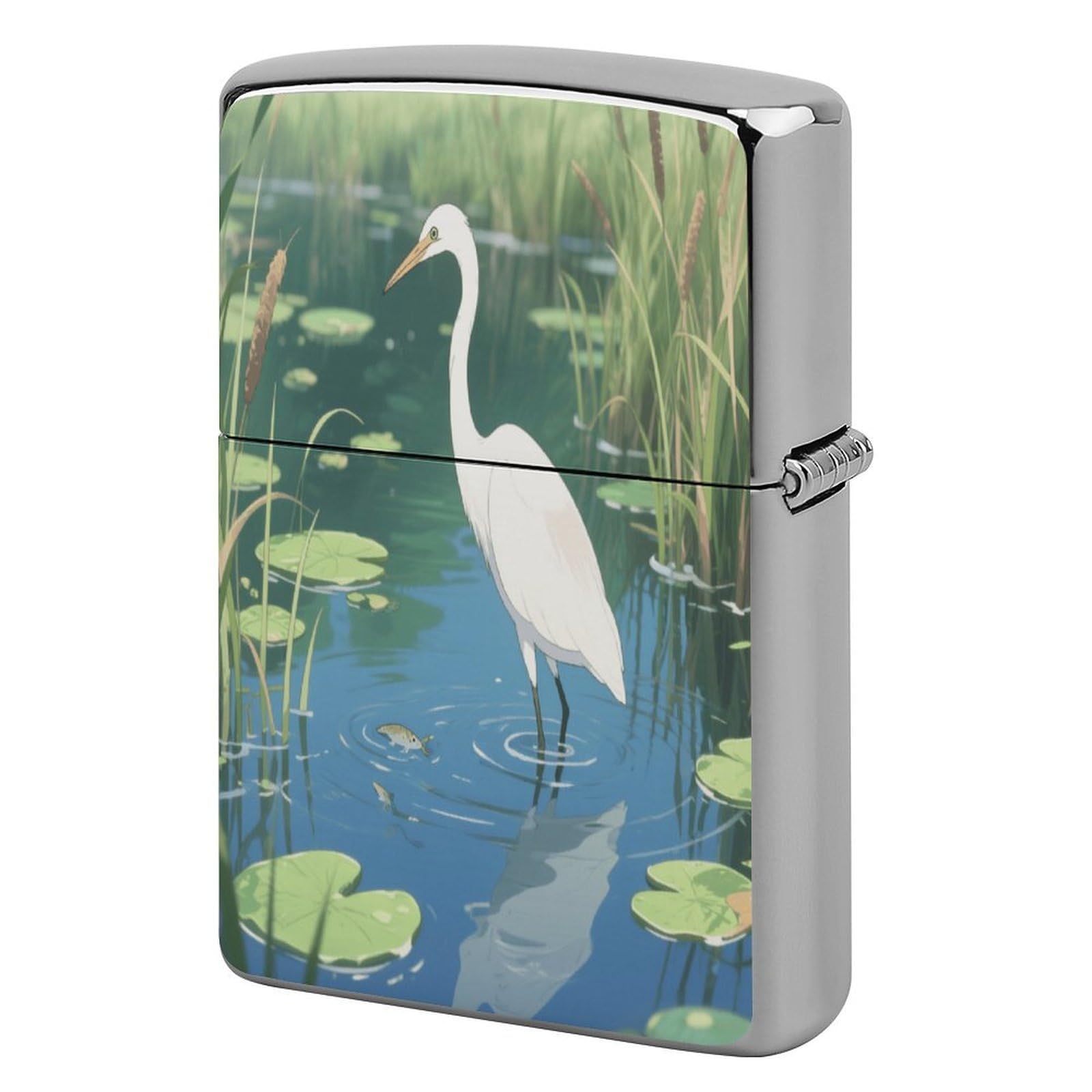 Fekiloot Style Heron Fishing Lighter Case Cover Metal Lighter Case