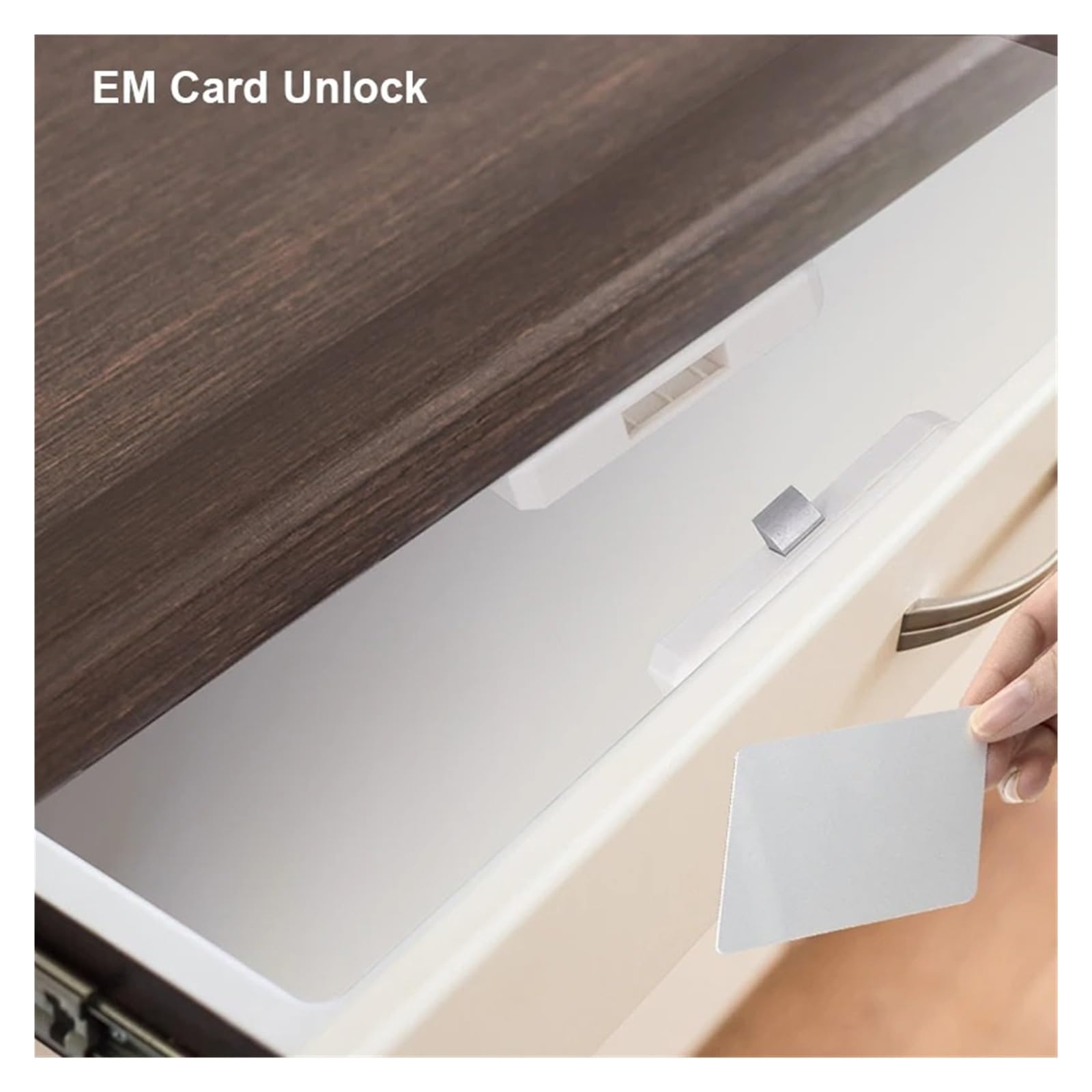 Bezkluczykowy zamek do szuflady Dowód osobisty/pilot z aplikacji Tuya Zgodny z Bluetooth Inteligentna szafka Szafa na dokumenty Niewidoczny przełącznik blokady(White EM Card Unlock)