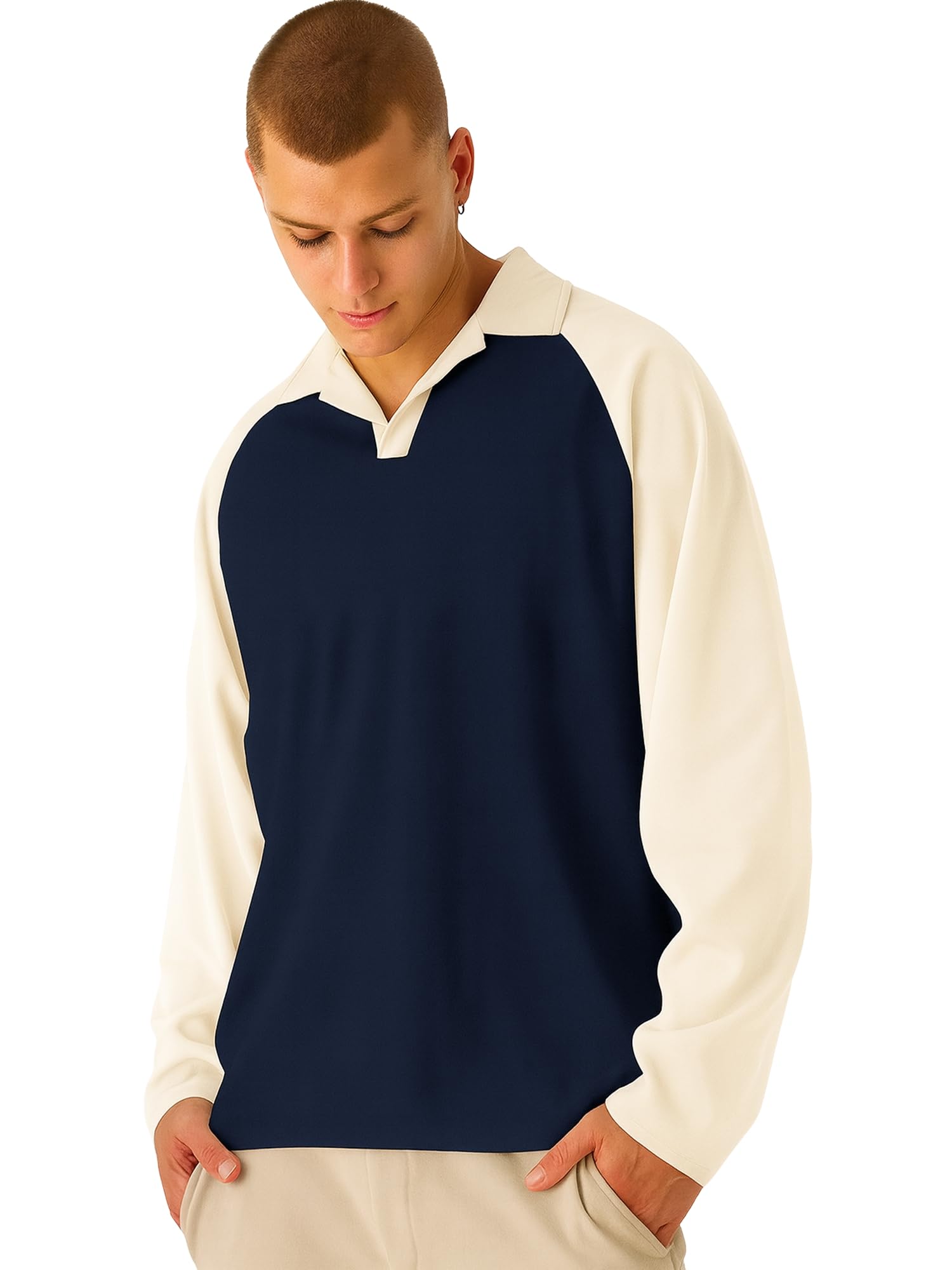 jump cuts || Mens || Colorblock || Polo Neck || Raglan Full Sleeve || LoopKnit || Sweatshirt-picture-40