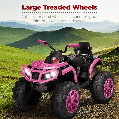 Image of Best Choice Products 12V Kids Ride-On Electric ATV, 4-Wheeler Quad Car Toy w /Bluetooth Audio, 3.7mph Max Speed, Treaded Tires, LED Headlights, Radio - Pink