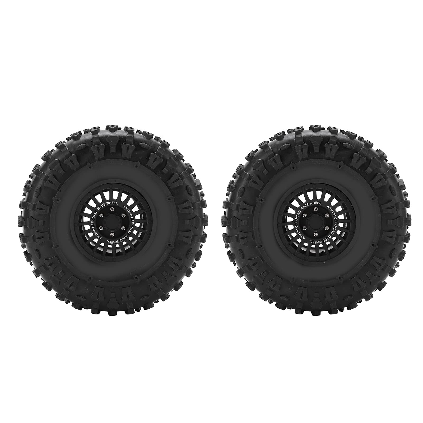 Timelli per auto telecomandate Auto Alluminio ruote in gomma in lega di gomma ad alte prestazioni forti impugnatura durevole per auto rc capra 1.9utb axi03004 rbx10 ryft 90048 (Nero)