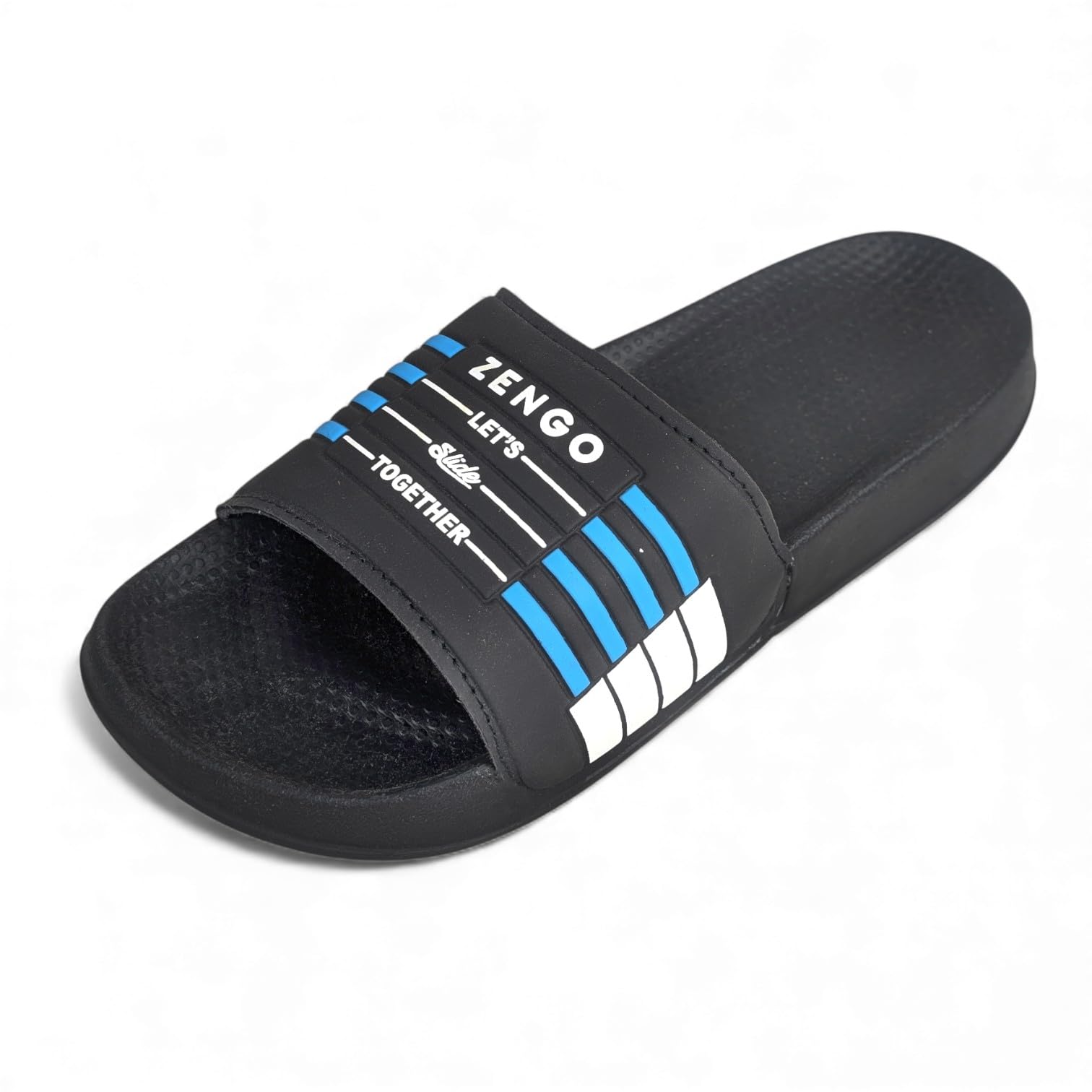 ovee ZENGO Let's Slide Together Slides, Grey, Textured Footbed, Casual Slip-On Sandals-picture-6