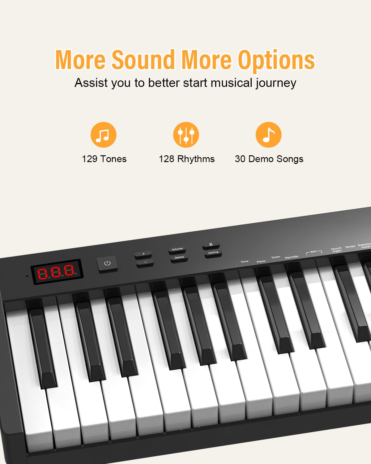 Tastiera per pianoforte 88 tasti, pianoforte semi-ponderato per principianti, pedale sostenuto, alimentatore e borsa per pianoforte