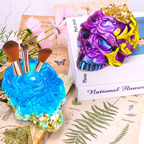 Bsresin Resin Mold For Makeup Brush Holder, Skull Decor Silicone Molds For Epoxy Resin, Silicone Skull Mold For Diy Resin Epoxy Casting Craft #TOP5