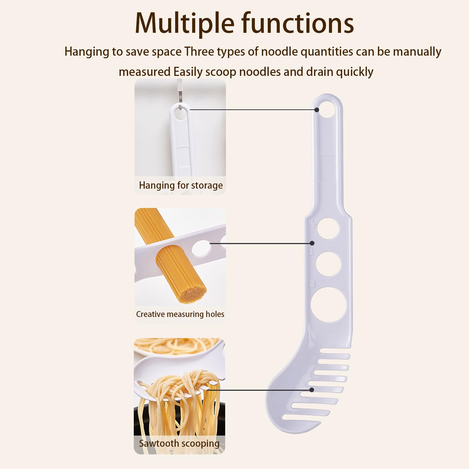 Spaghetti Spoon Genérico - 8x31.2 Cm, Medidor Espaguetis | Multifuncional - Pasta Mesury Gadget Kitchen | Utensilio De Cocina, Para El Hogar, Los Apartamentos, Escuelas, Hoteles