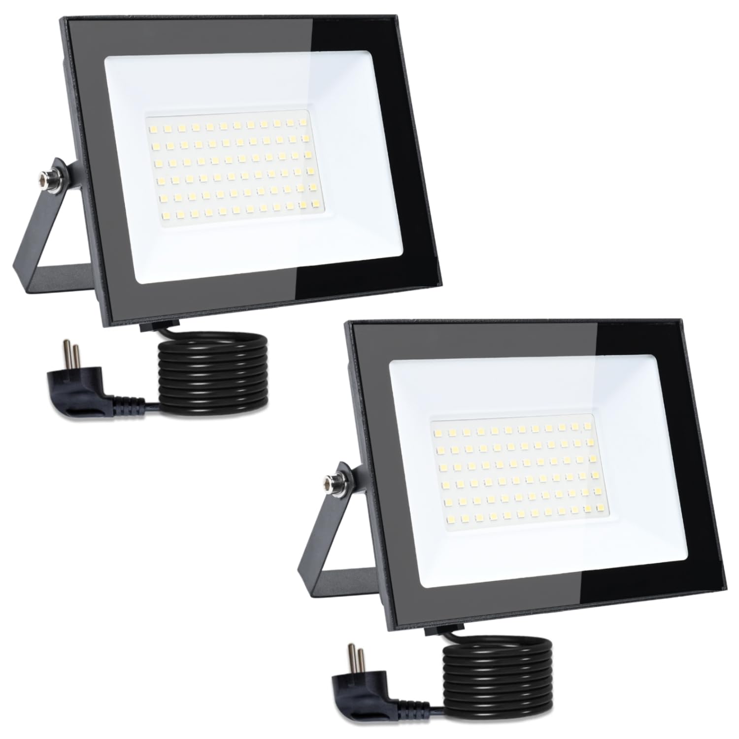 Projecteur LED d'extérieur 50W en Aluminium Super Lumineux Lumières avec prise et 3m câble Étanche IP66 d'inondation pour Jardin, Parking, Garage, Portes, Patio (Blanc Chaud 3000K, 2stk)