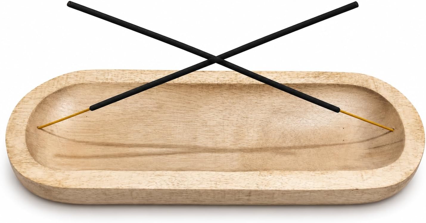 TOSQP27 Handmade Wooden Incense Holder Stick Burner – Decorative Ash Catcher Tray for Meditation, Yoga & Aromatherapy – Gift Agarbatti Holder for Home Decor, Office, Zen Room & Spiritual Gifts