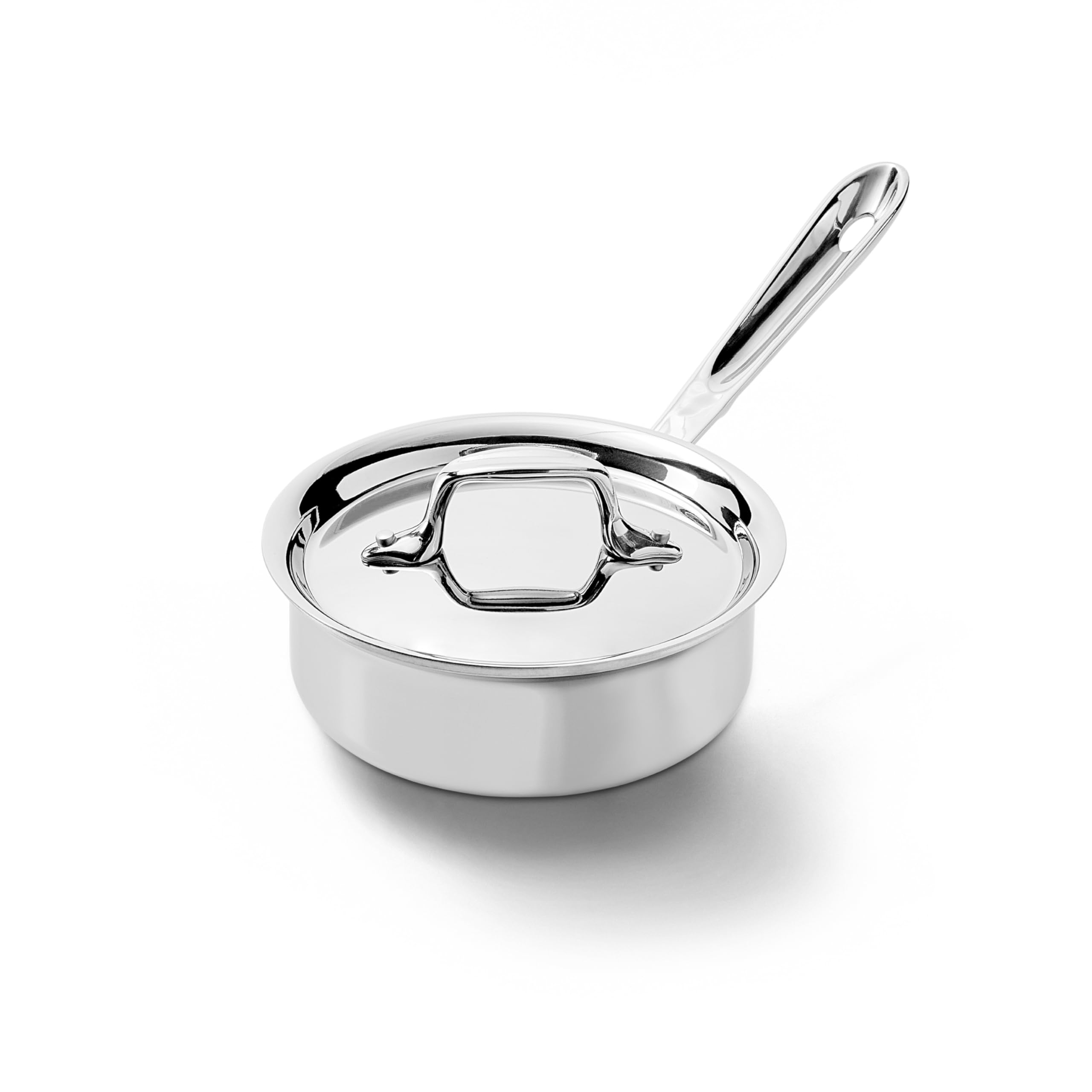 D3 3-Ply Stainless Steel Sauce Pan 1 Quart Induction Oven Broiler Safe 600F Pots and Pans, Cookware Silver