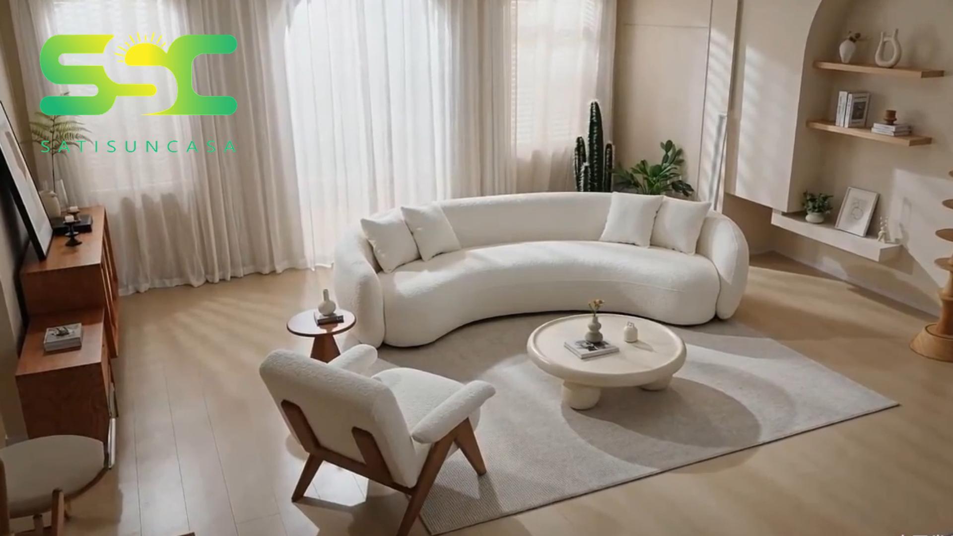 Amazon.com: Curved Sofa Couch, 5 Seater, Boucle, Minimalist, for
