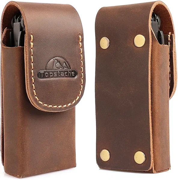 Topstache Leather Multitool Sheath - Multitool Holster for Belt - Belt Loop Multitool Pouch - Magnetic Closure Tool Pouch Case,