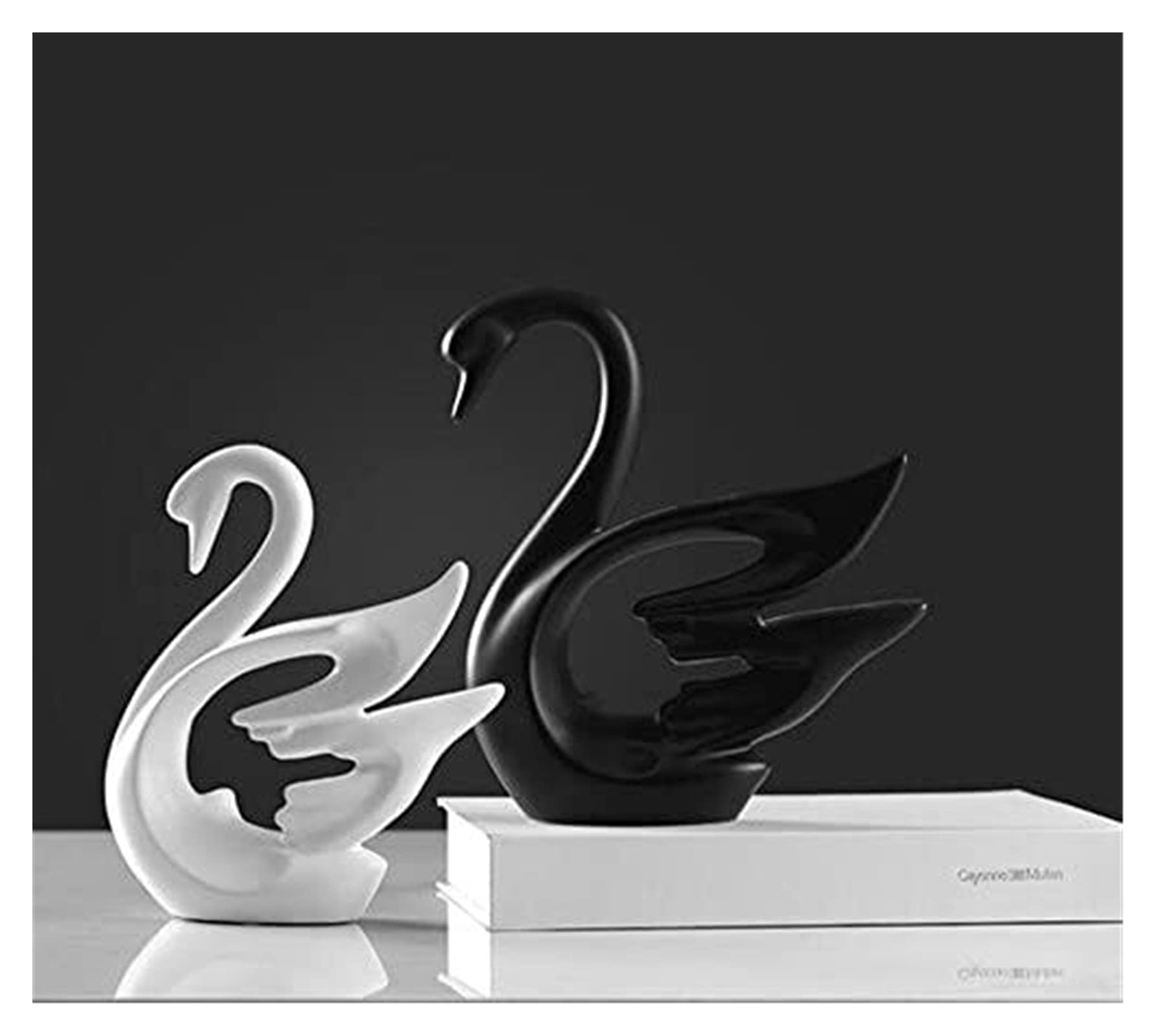 Statua astratta unica Scultura Creativa, Decorazione per la casa Ornamenti/Nordic Simple Coppie in bianco e nero Ornamenti di cigno Creativo Soggiorno Decorativo Artigianato in