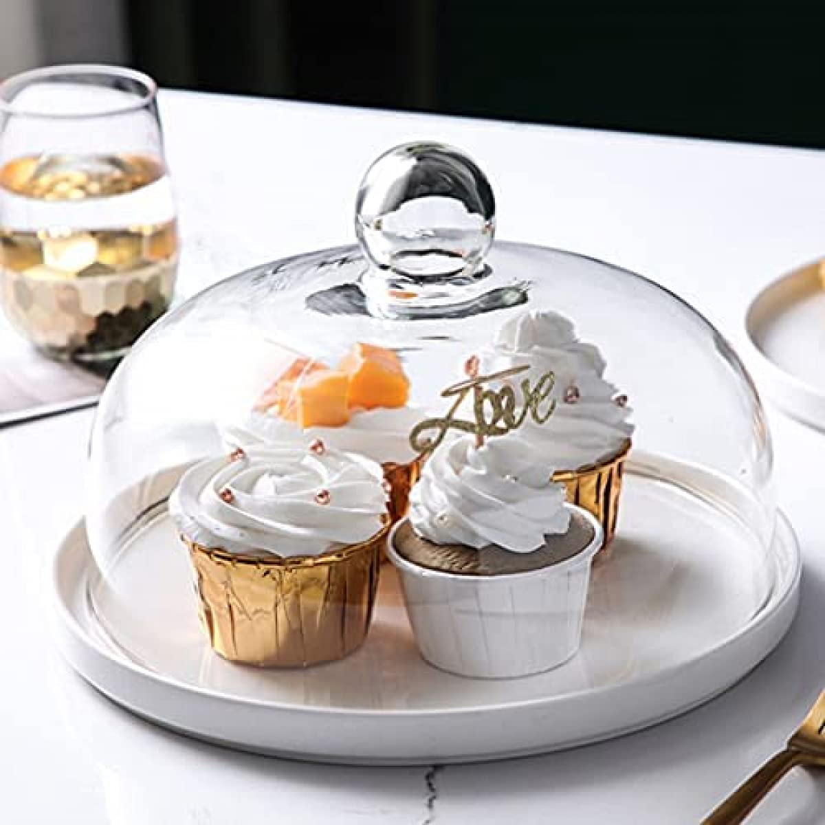 Tarro de campana para tartas con placa de cerámica de cristal, campana de queso, campana de pastel, campana, cúpula de cristal, soporte para tartas, tapa de alimentos para pastelería,