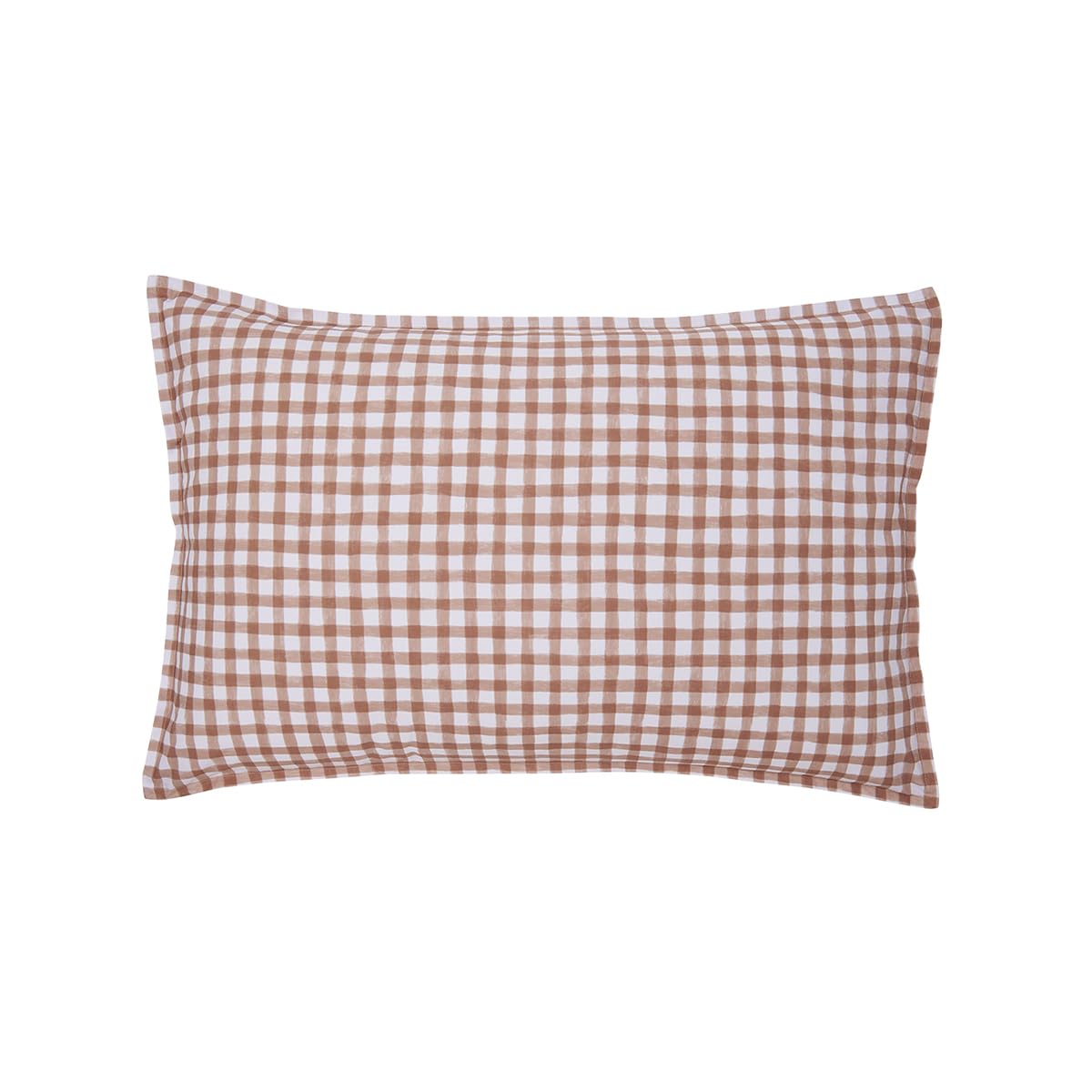 Printed pillowcase in cotton percale, gingham, made in France, 50 x 75 cm, Essix