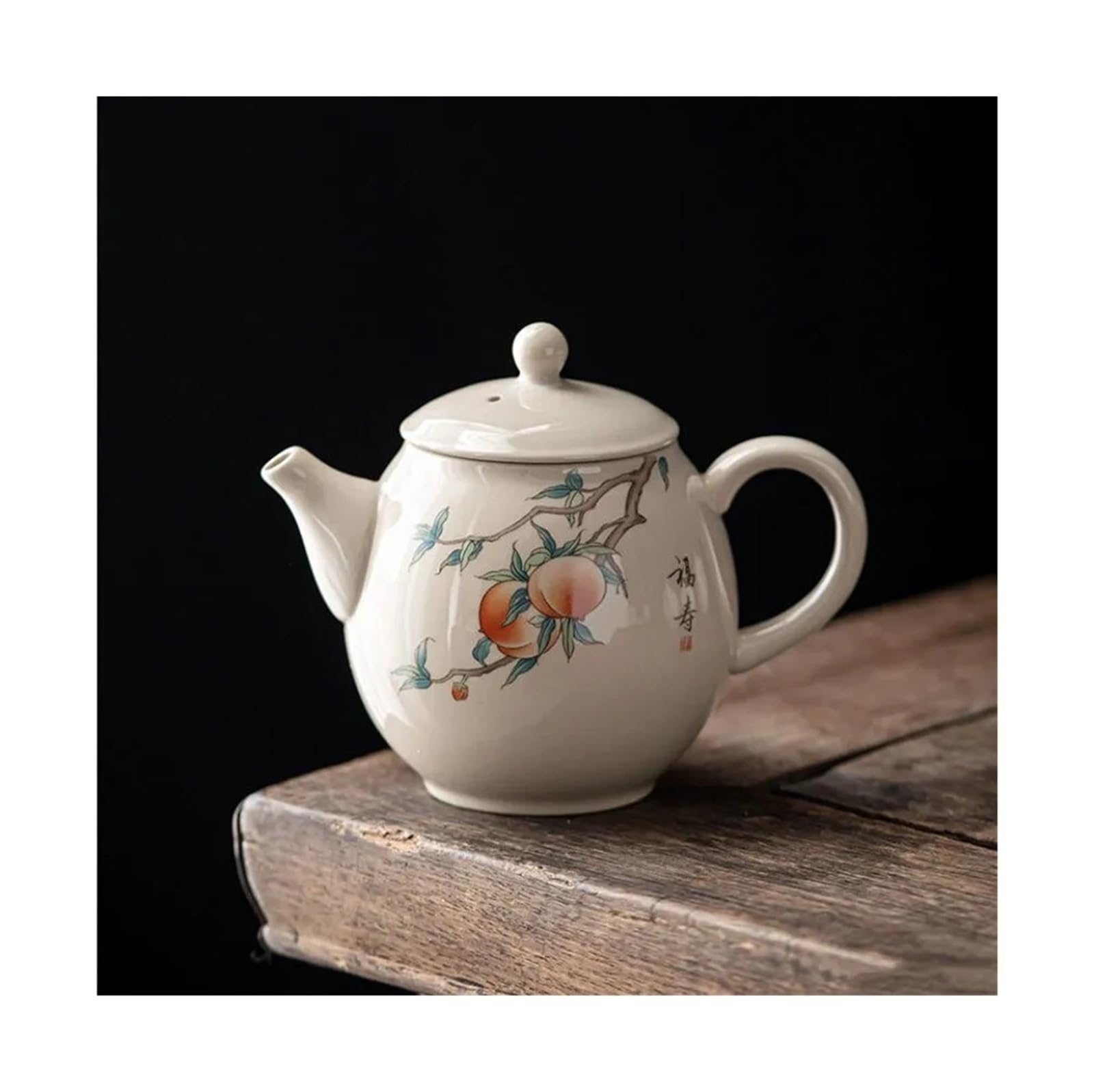 Tea Kettle Teapot Chinese Handmade Ceramic Teapots Peach Fruit Pattern Tea Pot Household Kettle Tea Set Accessories for Loose Tea Leaf(01)