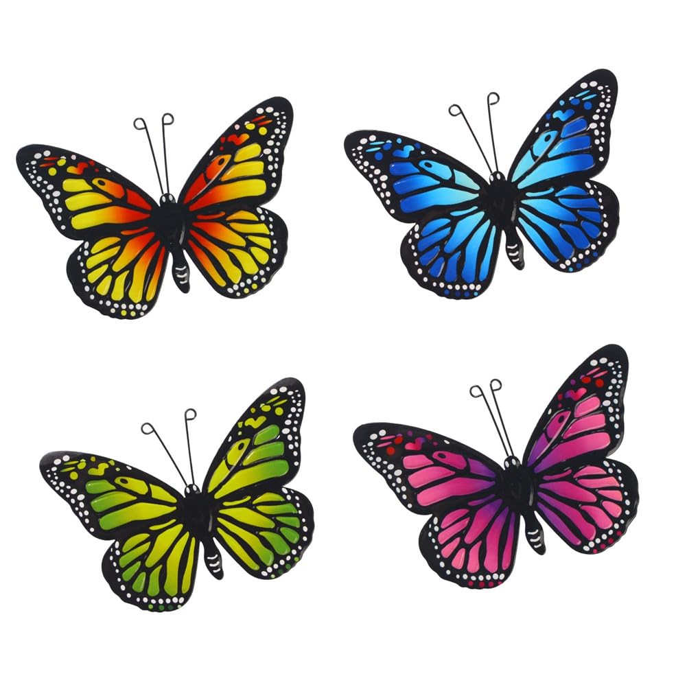 Ziiyoilh Metal Butterfly Wall Decor Outdoor, 4 Pack Hanging Metal Butterflies Wall Art Sculptures for Indoor and Outdoor Decor