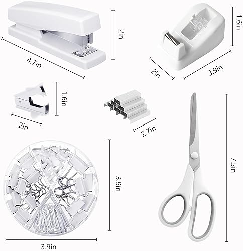 Miniatura 6 de Suministros de oficina, accesorios de escritorio, con grapadora, dispensador de cinta, removedor de grapas, tijera, bolígrafo, notas adhesivas,
