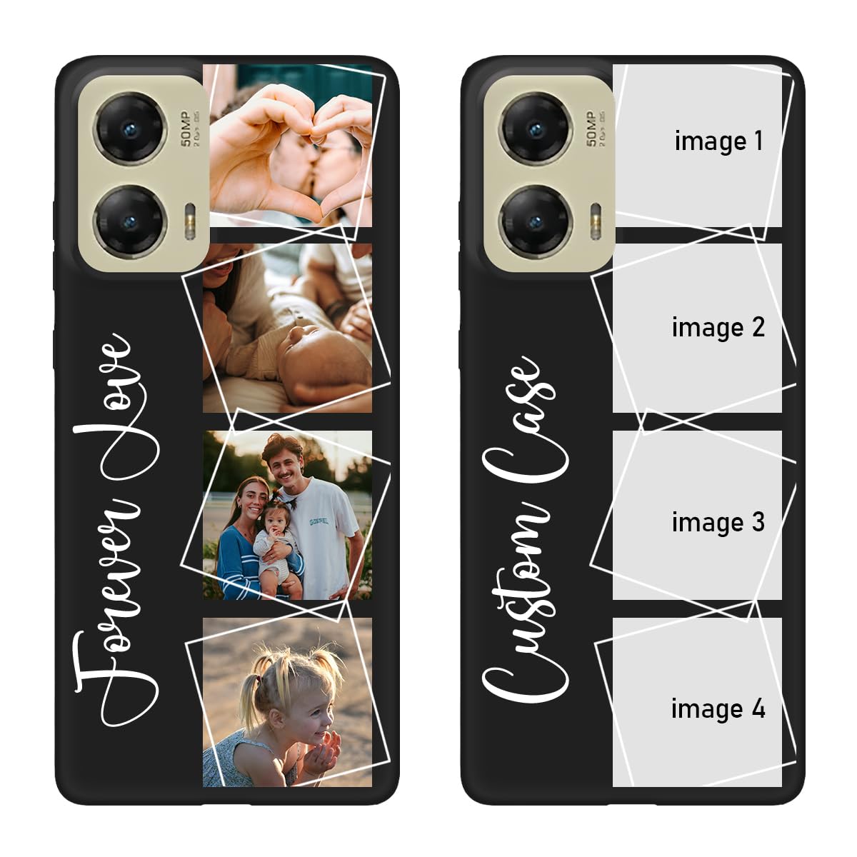 Personalized Customized Phone Case for Motorola Moto G Stylus 5G 2024,Drop-Proof Soft Protective TPU Black Phone Cover,Custom Multi-Picture Collage