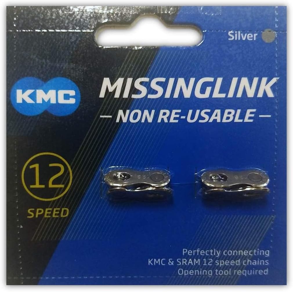 KMC Missing Link 12: for 12 Speed Chain, Silver, Perfectly Connecting KMC, SRAM, Shimano Chains, 2 Pack