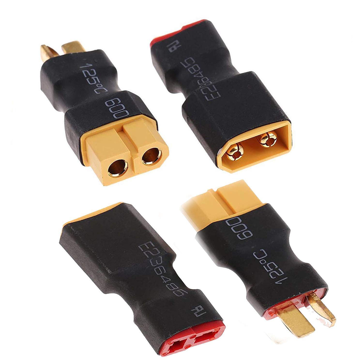 Hobbbypower No Wires XT60 Male Female Connector to Deans T Plug Convert Adapter for Lipo Battery ESC RC Drone Car(Pack of 2 Pairs)
