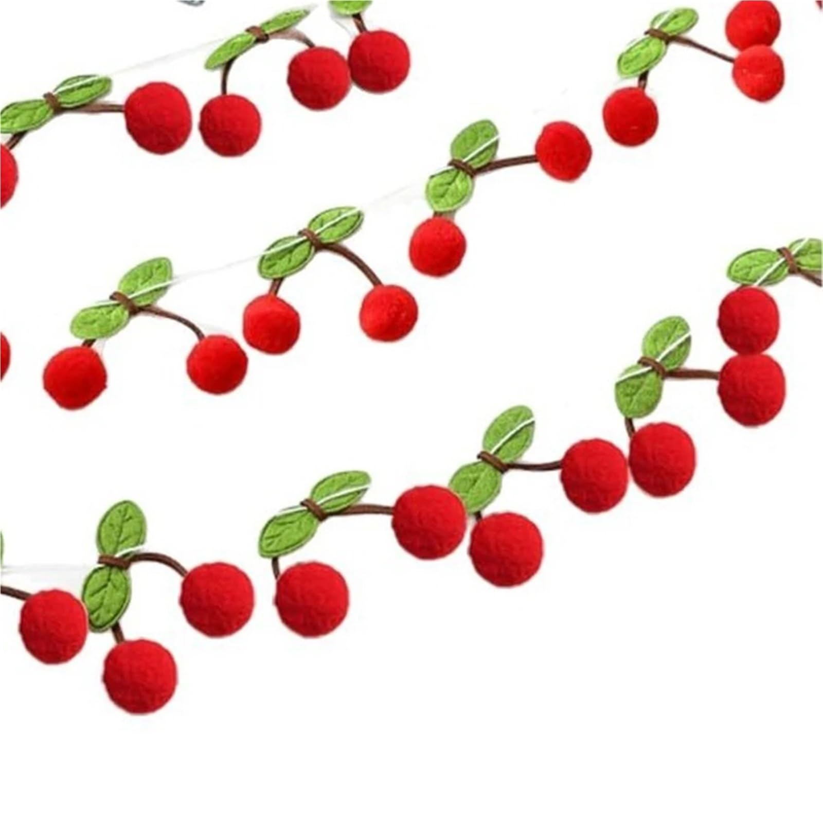 5 Stück Kirschgirlanden-Dekoration Für Die Dekorationen | Kirschen Geburtstag Hochzeit Dekoration Pom Pom Threading Banner Schlafzimmer Wanddekoration for Aufhängen